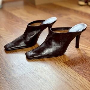 Zara Brown Leather Mules